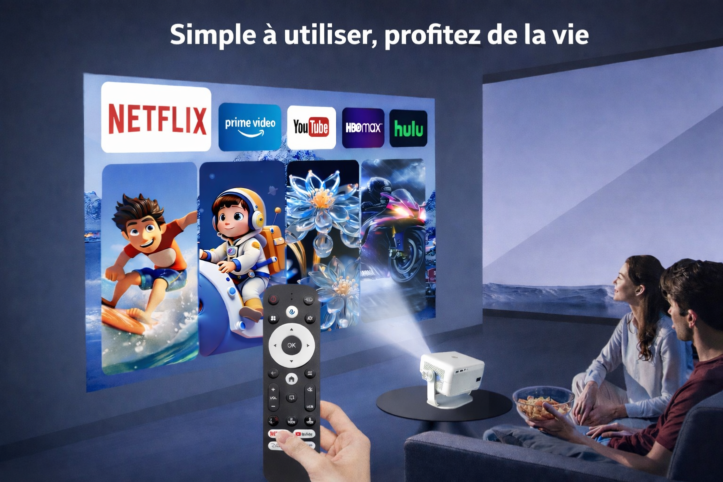 CinéMood™ – Vidéoprojecteur Full HD 1080P Focale Courte Lentille 360°