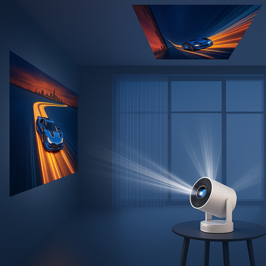 Mini Vidéoprojecteur Portable HD – Projecteur Compact 4K Supporté, Rotation 180°, Home Cinéma & Streaming