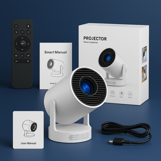 CINÉMOOD™ Mini Vidéoprojecteur Portable HD – Projecteur Compact 4K Supporté, Rotation 180°, Home Cinéma & Streaming