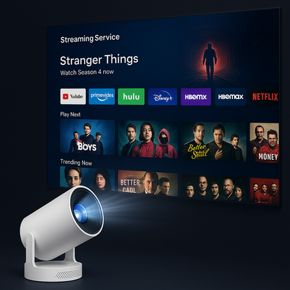 Mini Vidéoprojecteur Portable HD – Projecteur Compact 4K Supporté, Rotation 180°, Home Cinéma & Streaming