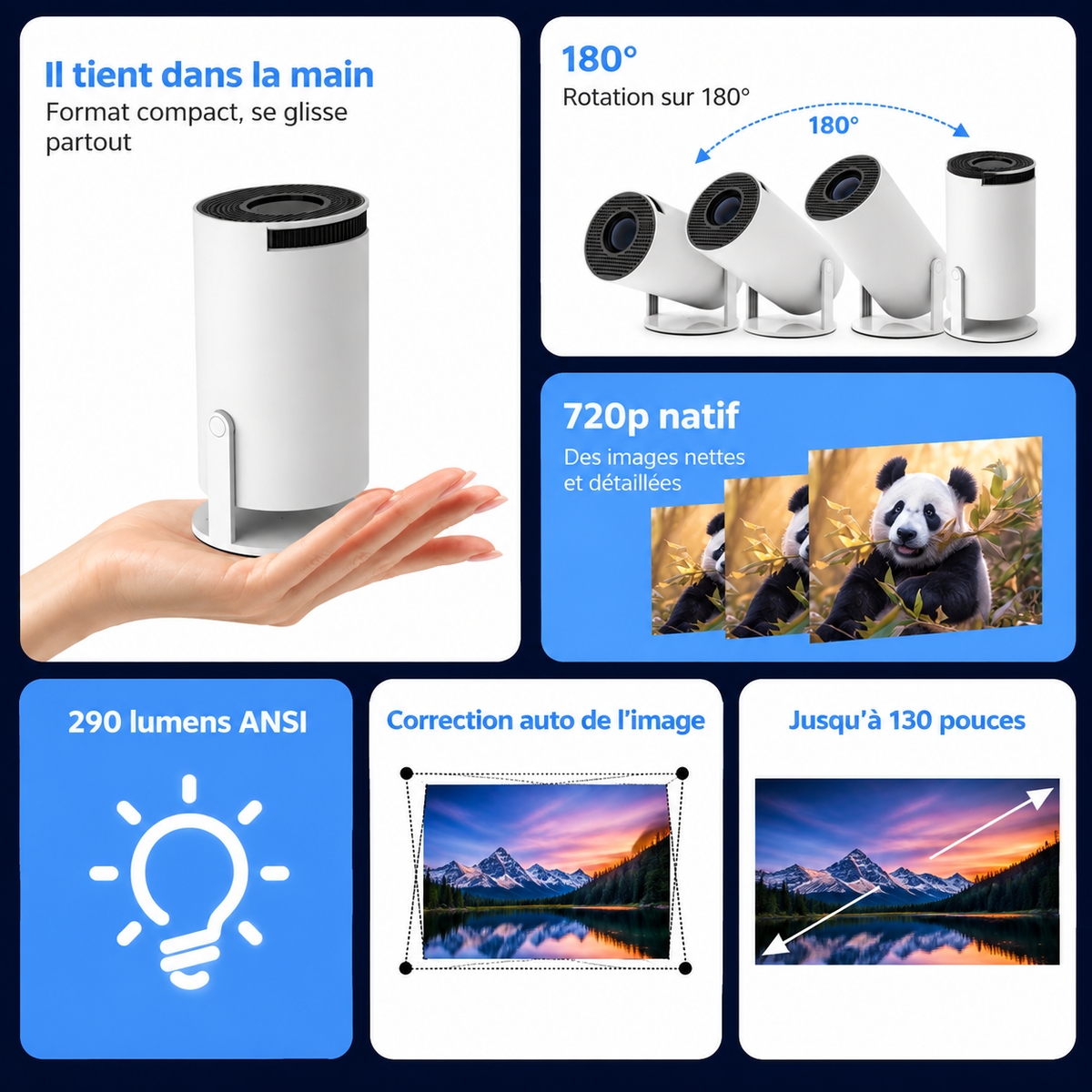CinéMood™ – Mini Projecteur Compact HD 4K Rotation 180°