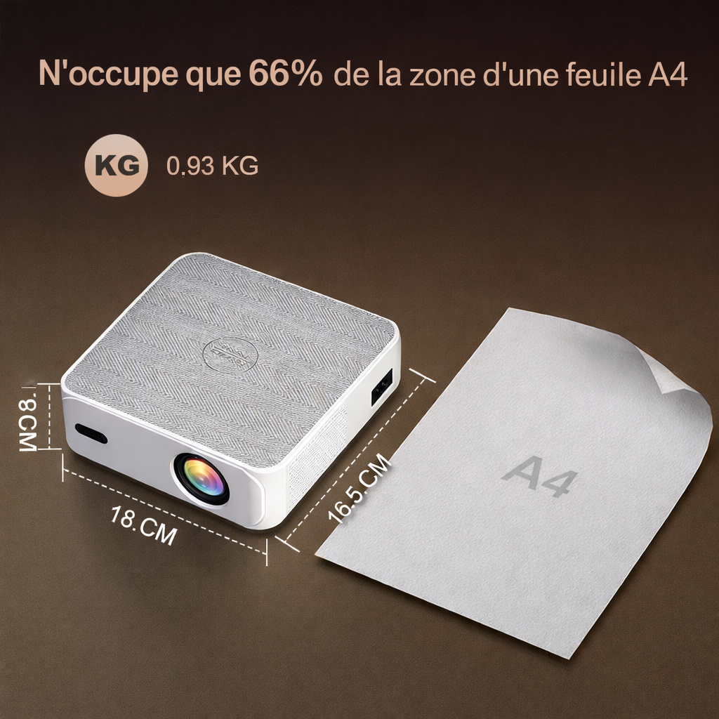 CINÉMOOD™ – Mini Vidéoprojecteur Portable Android | Compatible 4K | Écran Géant jusqu’à 300”