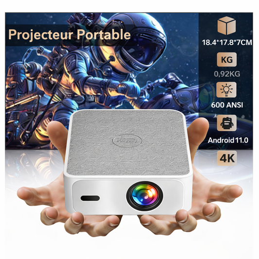 CINÉMOOD™ – Mini Vidéoprojecteur Portable Android | Compatible 4K | Écran Géant jusqu’à 300”