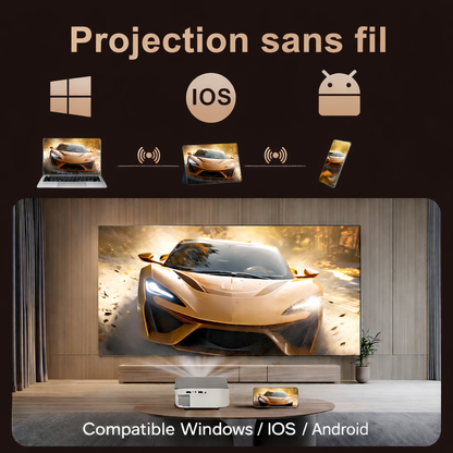 CINÉMOOD™ – Mini Vidéoprojecteur Portable Android | Compatible 4K | Écran Géant jusqu’à 300”