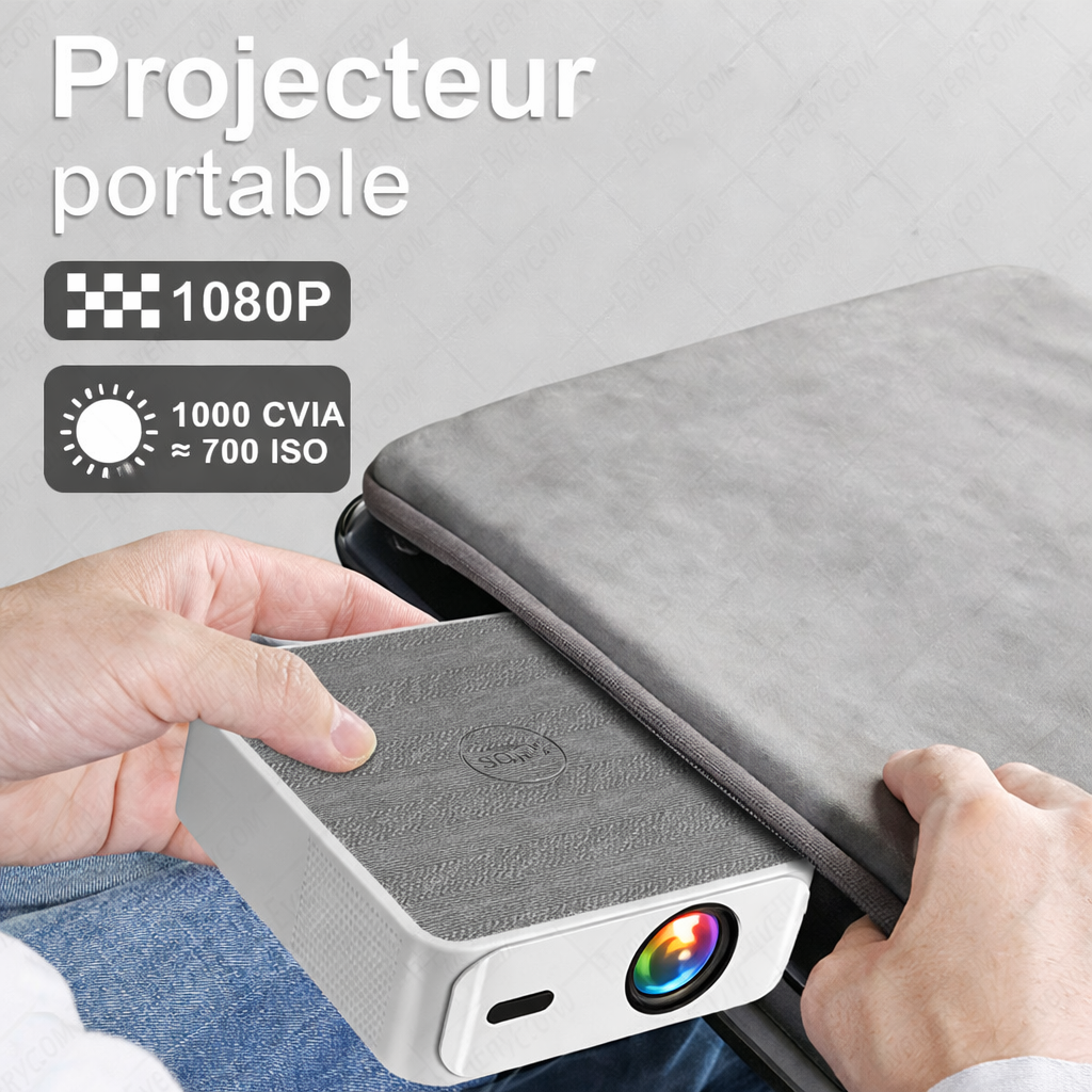 CINÉMOOD™ – Mini Vidéoprojecteur Portable Android | Compatible 4K | Écran Géant jusqu’à 300”