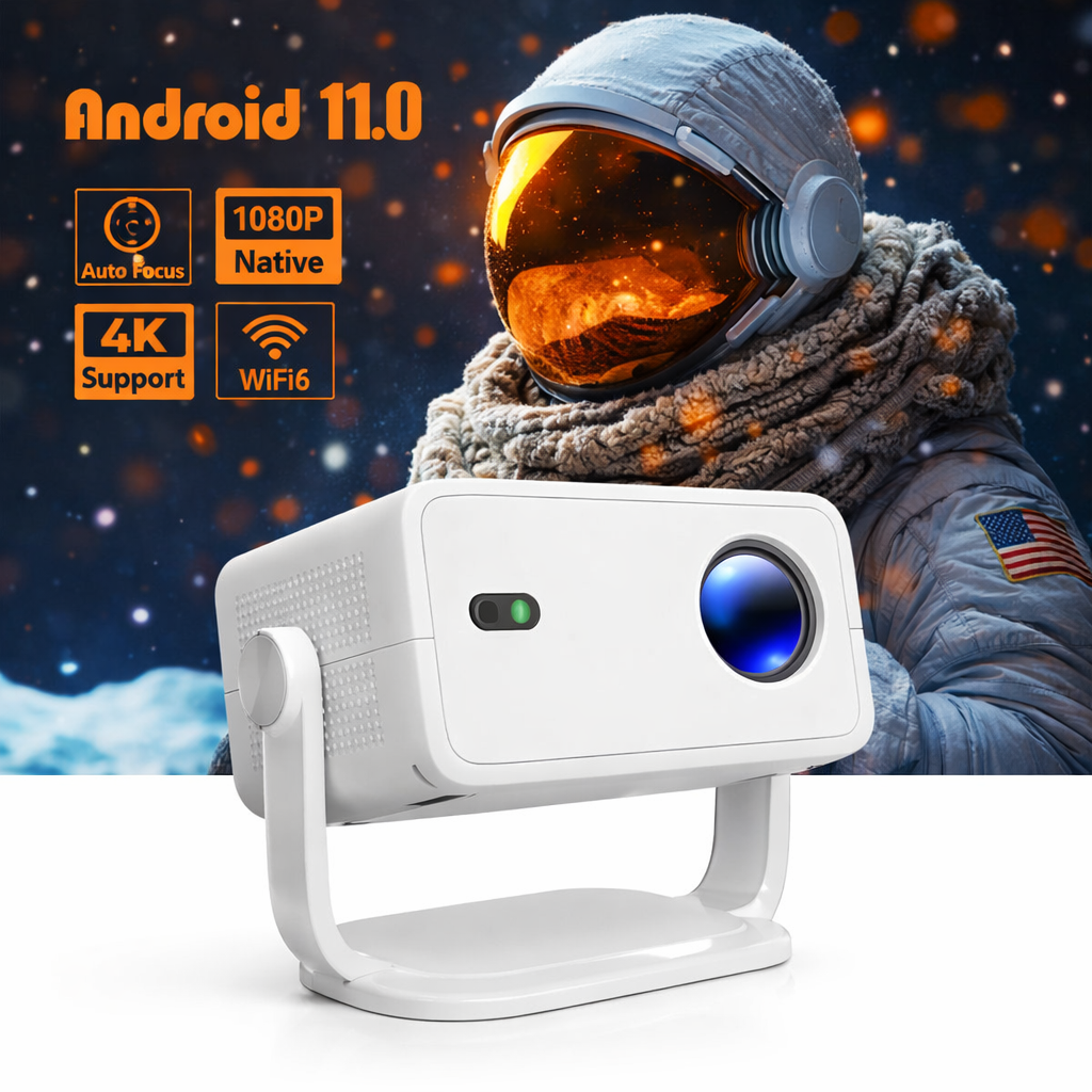 CINÉMOOD™ – Vidéoprojecteur Android 11 Rotatif 360° | Full HD 1080P | Wi-Fi 6 & Bluetooth 5.2